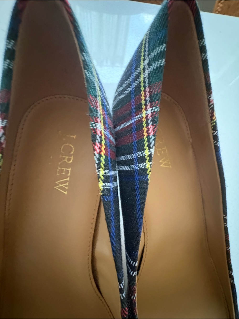 J Crew Plaid Bow Pointed-Toe Kitten Heel Pumps - Women, New - Picture 5 of 6